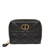 ディオール ディオール カロ スカーレット ウォレット 二つ折り財布 ブラック ゴールド レザー レディース Dior 【中古】